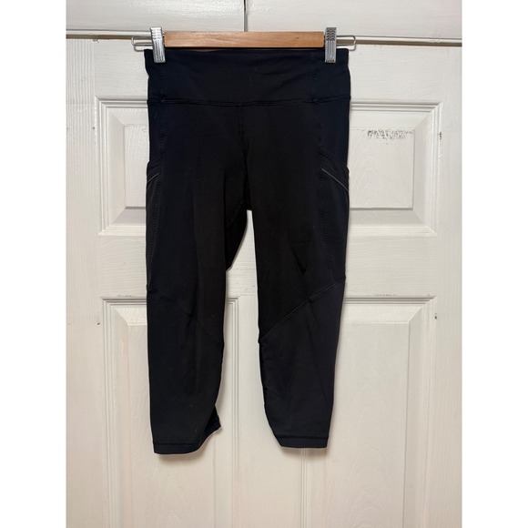 lululemon athletica Pants - Lululemon Speed Up Crop 21 Black Running Leggings Pockets LW6986S Womens Size 2